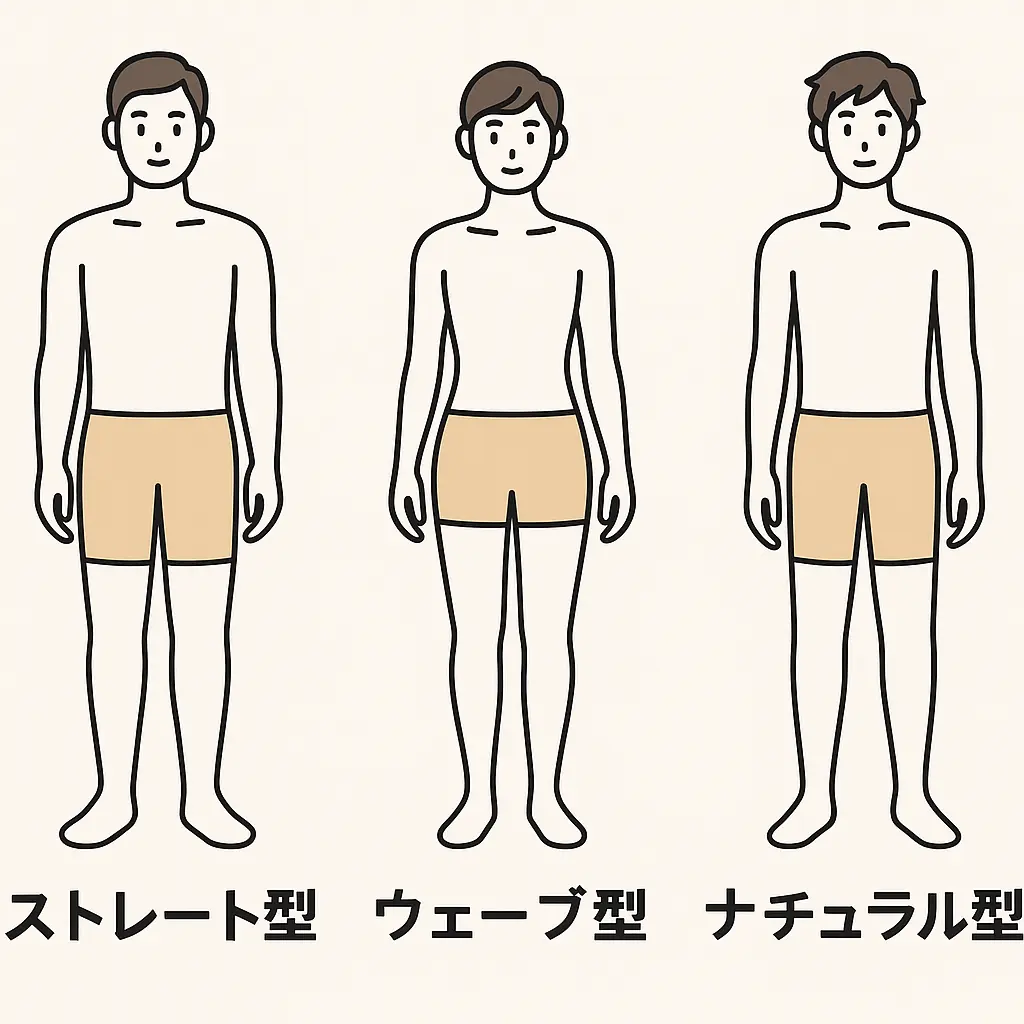 骨格タイプ比較図(ストレート・ウェーブ・ナチュラル)